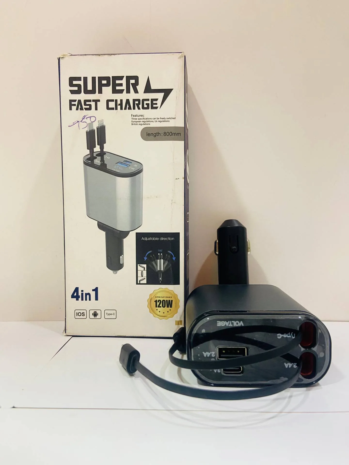 IMG-20250812-WA0073 Aimtel Retractable Car Charger,4 in 1 Dual Port Car Phone Charger,PD Fast Charging Car Charger Compatible with iPhone - Image 1