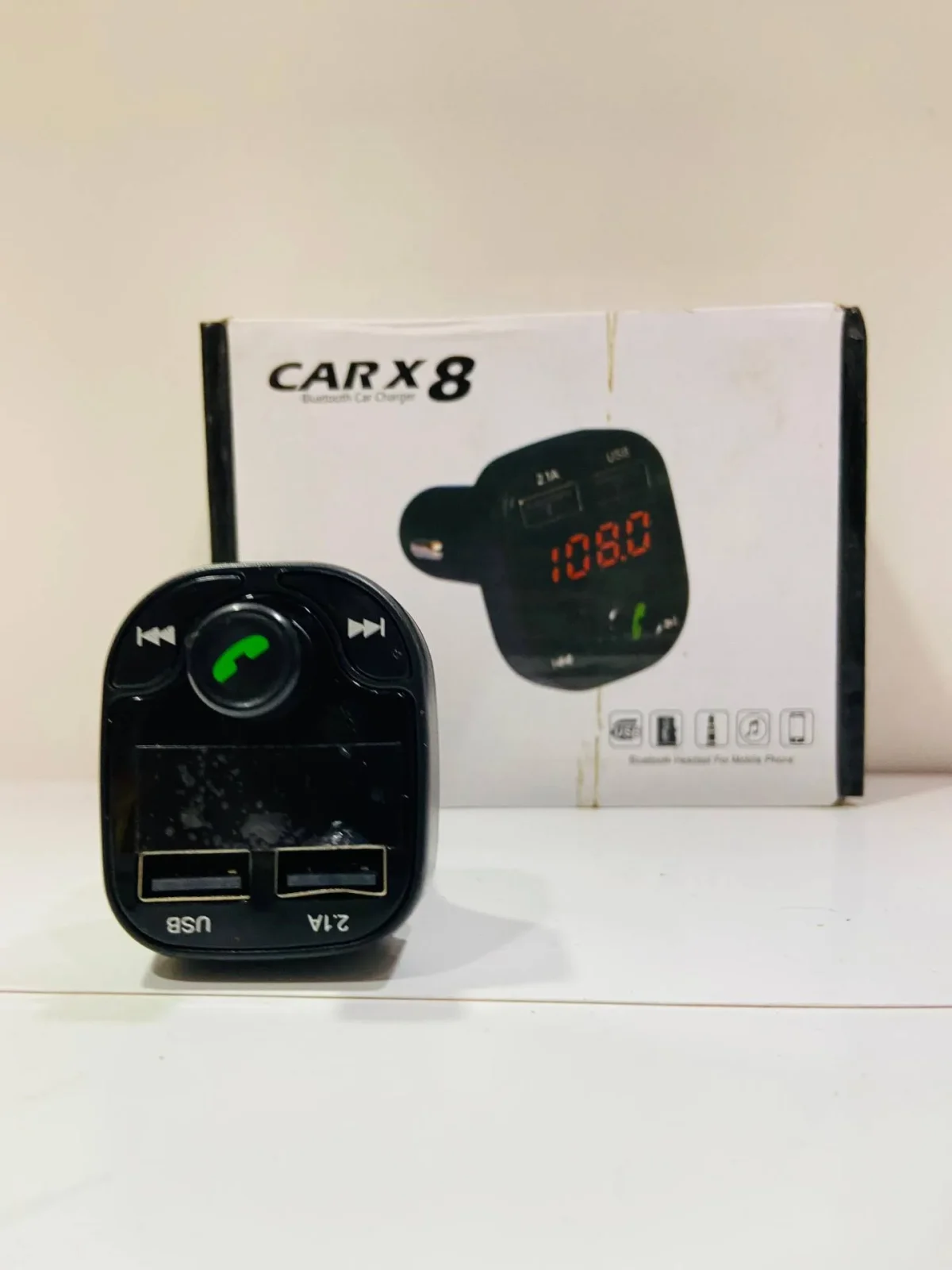 Printme Universal Car Bluetooth- CAR X8 FM Transmitter Car Kit for Hands Free Call Receiver/Stereo Music Player/TF Card/Aux - Image 2