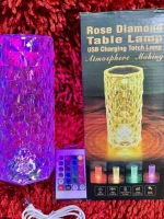 Lamp,16 Color Changing Rose Crystal Diamond Table Lamp,USB Rechargeable Touch Bedside Lamp Night Light with Remote Control, for Bedroom Living Room Party Dinner Decor