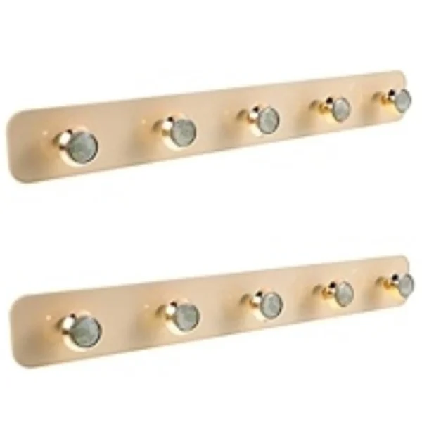 Mobestech Wall Mounted Adhesive Key Holder and Coat Rack Modern Towel Hook for Entryway Five Hook Organizer for Coats Towels and Scarves Stylish and Design Beige