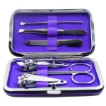 Material: Iron Package Content:- 6 Tools in 1 Manicure Kit Tool Name - (Nail File, Ear Pick, Eyebrow Tweezers, Diagonal Nail Clipper, Eyebrow scissor, Nail Clipper) EASY TO CARRY: Button box and round-arc corner design, easy to store and carry. You can carry it with you in your bag everyday or pack it with you when you go traveling. IDEAL GIFT: Our Manicure Tools Aesthetic packaging design,the case is made of high-quality fabric and PU leather, stylish and elegant, a perfect gift.
