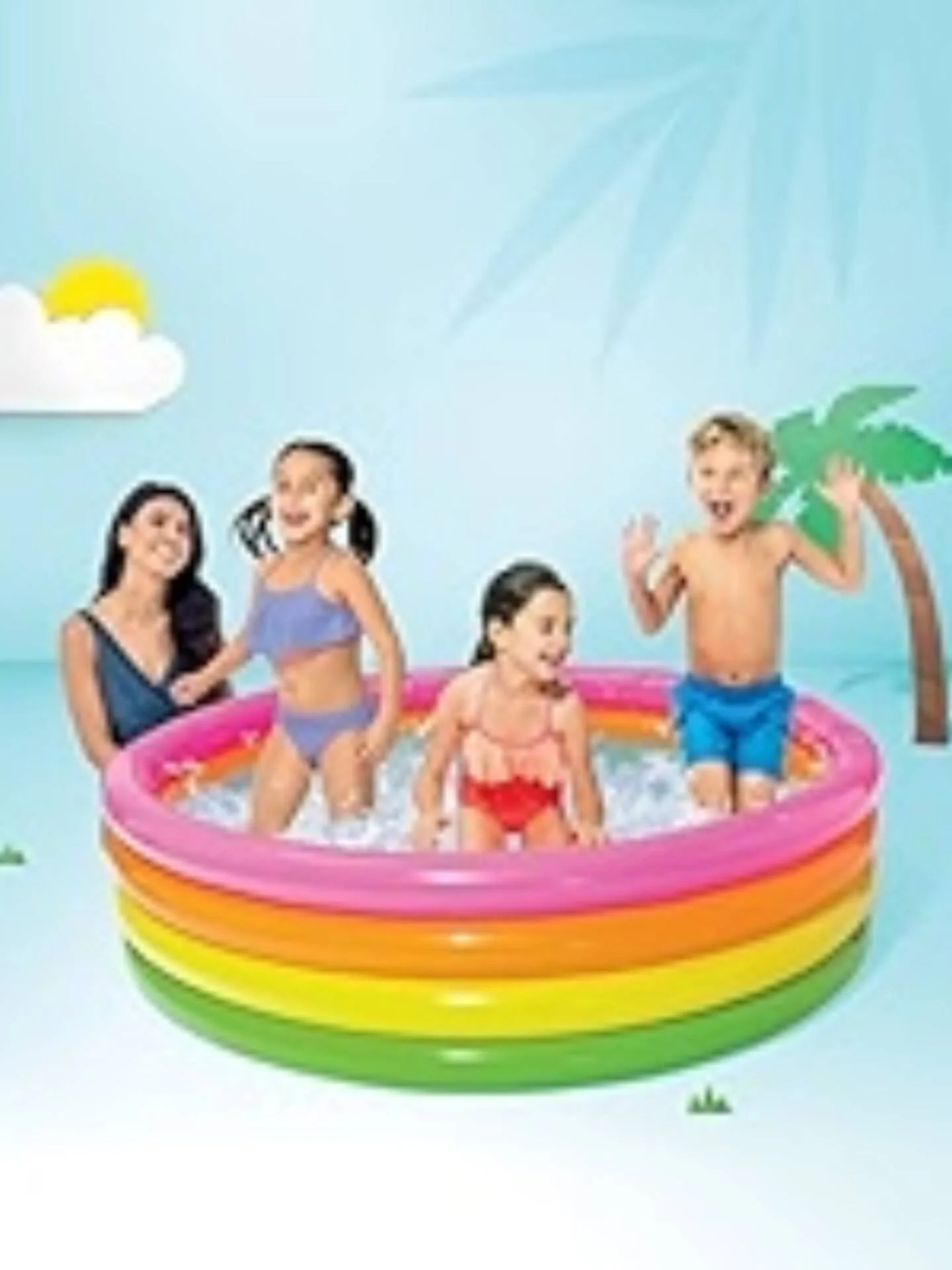 InShot_20250817_121128780 5 Feet Inflatable Kids Pool bath Pool Tub, Summer Water Fun bathing Tub Toy for Kids - - Image 1