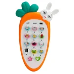 Radish Style Cute Rabbit Face Pretend Play Cell Phone Toy for Kids, Toddlers with Music, Ringtones, Lights - Birthday Party Favors and Gifts for Girls (Orange)