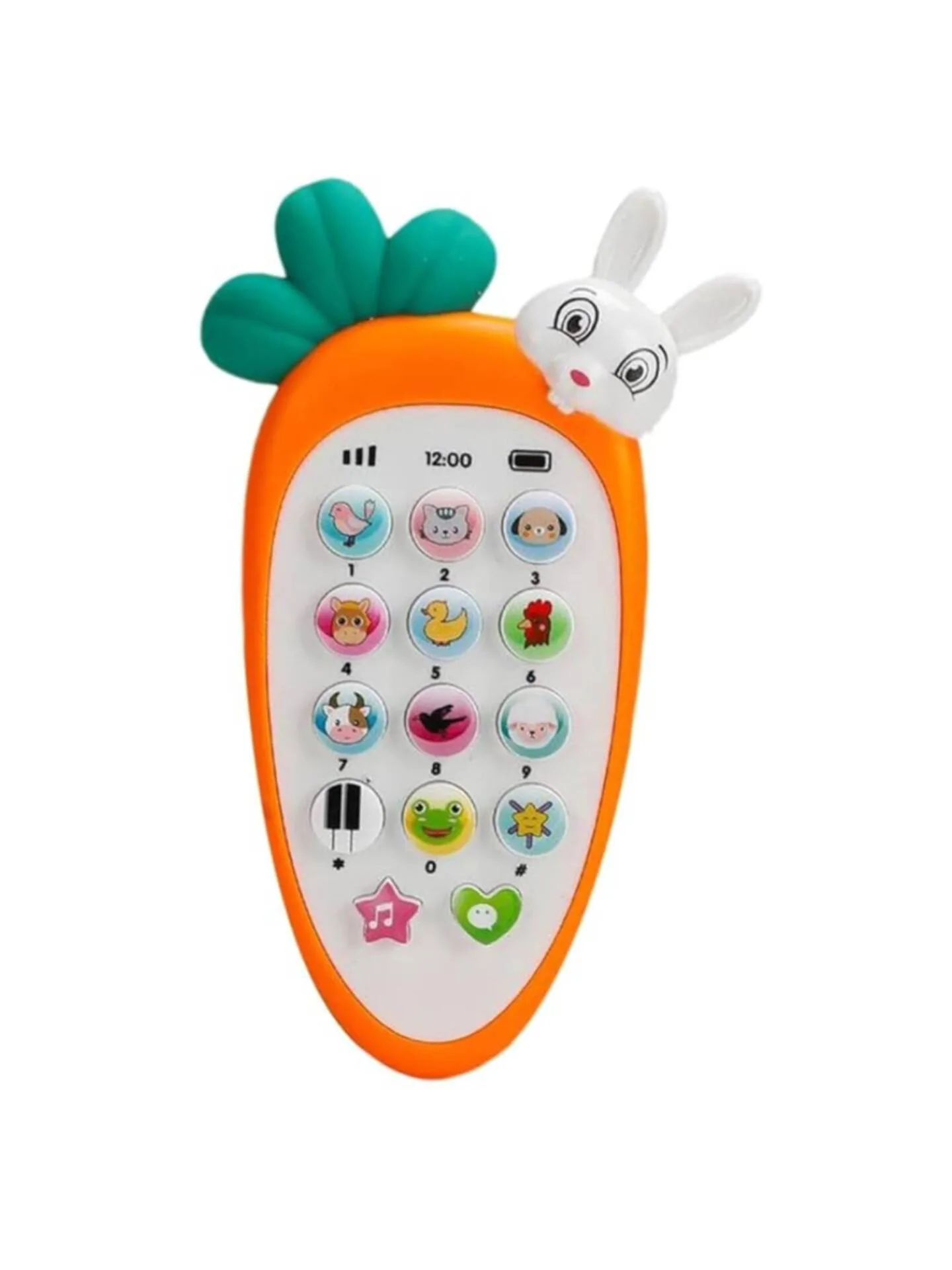 InShot_20250817_122632502 Radish Style Cute Rabbit Face Pretend Play Cell Phone Toy for Kids, Toddlers with Music, Ringtones, Lights - Birthday Party Favors and Gifts for Girls (Orange) - Image 1