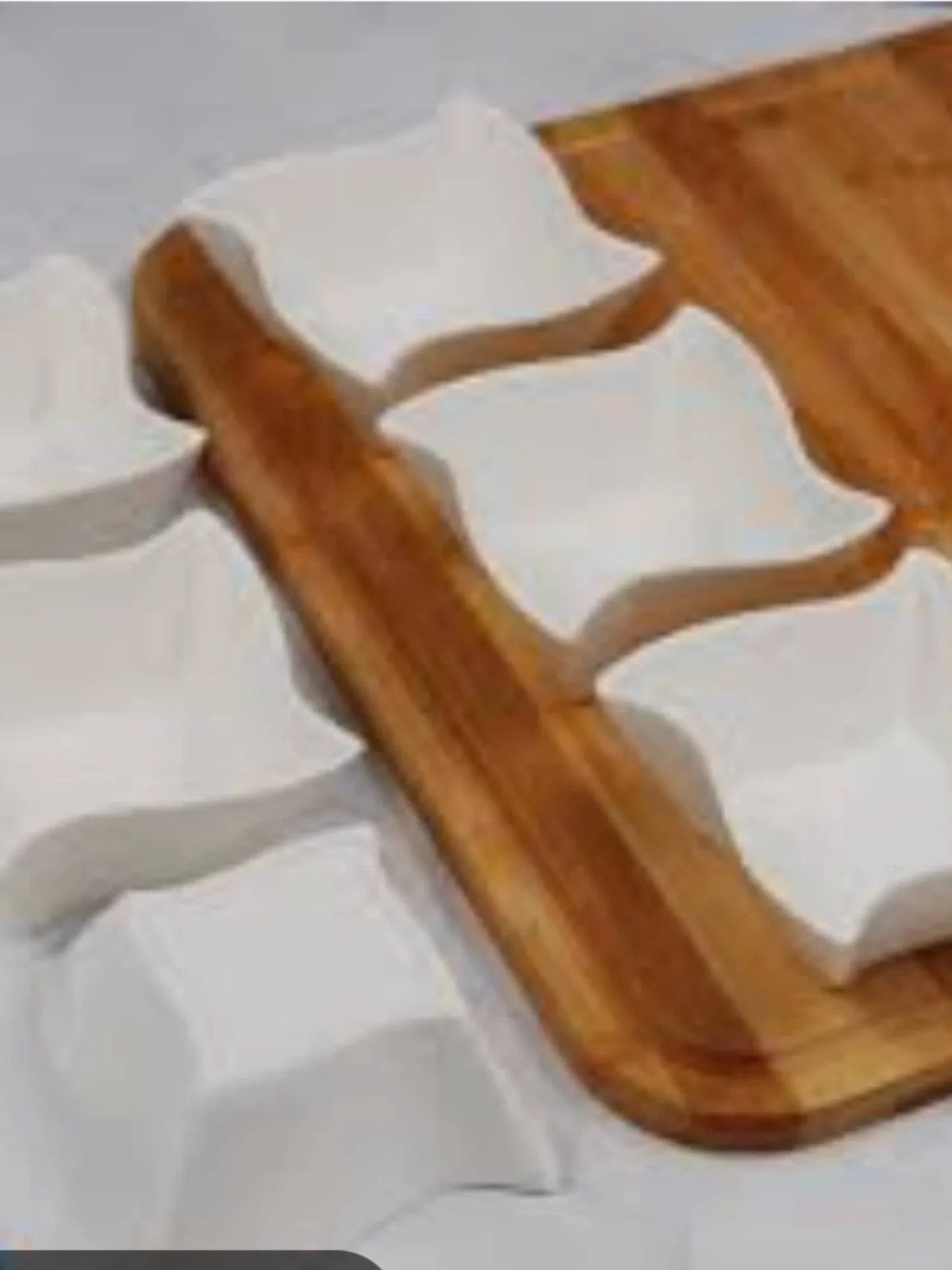 Signature Modern Lazy Susan Appetizer and Condiment Server Set with 6 Unique Design Serving Dishes and a Bamboo Lazy Suzan Serving Tray - Image 2