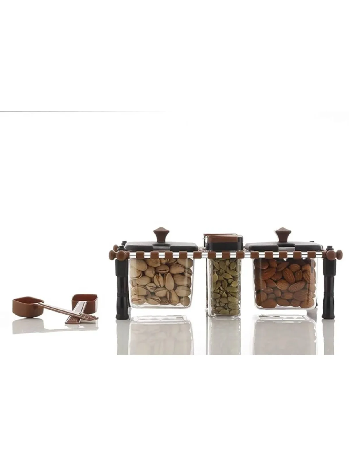Khatli Style 4 Bottles Multipurpose Revolving Spice Rack Jars & Containers, Khatli Set Spice Jars for Kitchen (KHATLI Set (Brown)) - Image 2