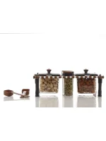Khatli Style 4 Bottles Multipurpose Revolving Spice Rack Jars & Containers, Khatli Set Spice Jars for Kitchen (KHATLI Set (Brown))