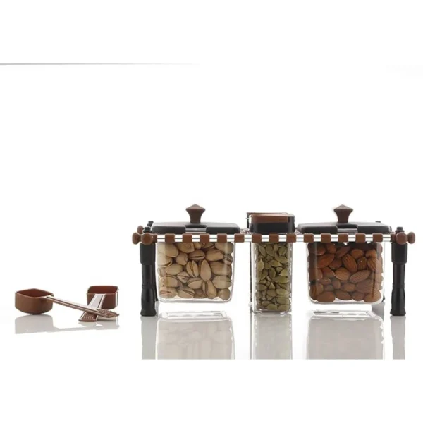 Khatli Style 4 Bottles Multipurpose Revolving Spice Rack Jars & Containers, Khatli Set Spice Jars for Kitchen (KHATLI Set (Brown))