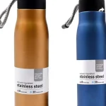 Insulated Stainless Steel Water Bottle Hot & Cold Fashion Sport Design with Carrying Rope Multicolor RPB-01 Gold