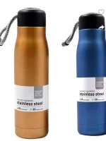 Insulated Stainless Steel Water Bottle Hot & Cold Fashion Sport Design with Carrying Rope Multicolor RPB-01 Gold