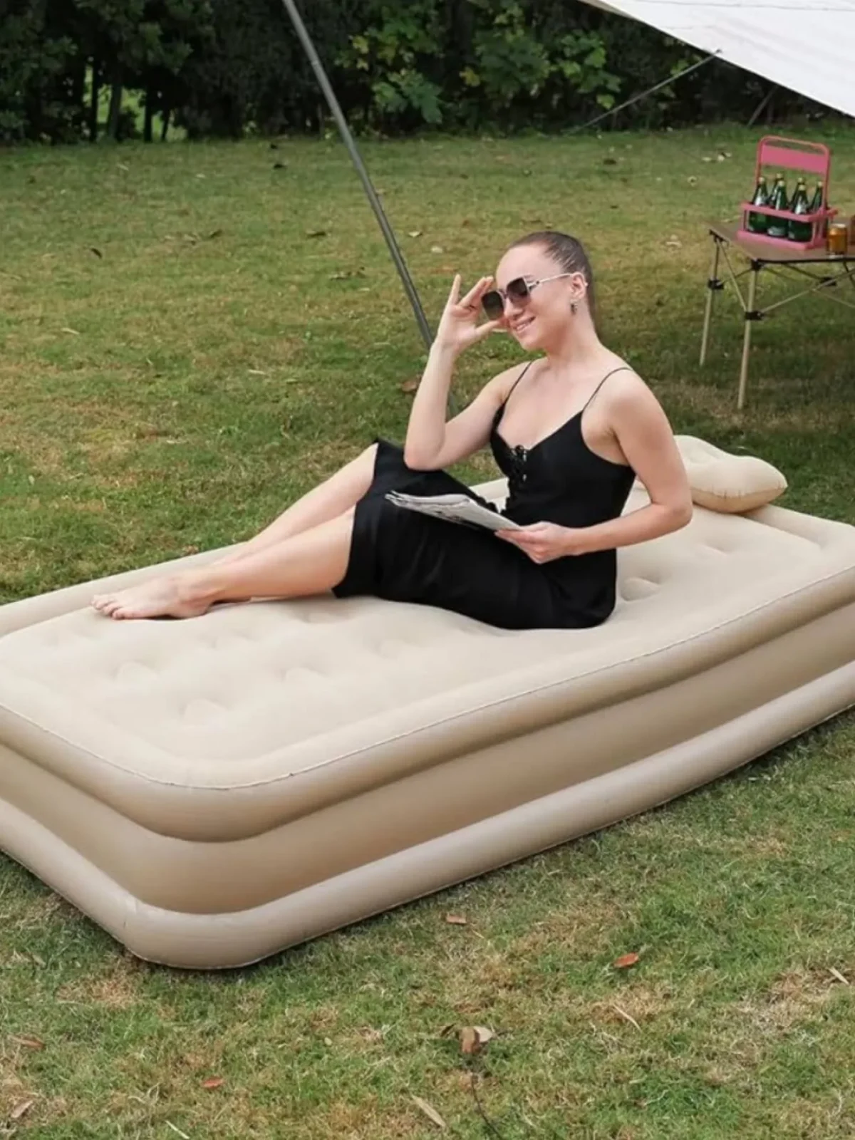 Bed, Inflatable with Built-in Electric Pump, 3 Mins Quick Self-Inflation/Deflation Guest Air Mattress, Blow Up Bed for Home Portable Camping Travel - Image 2
