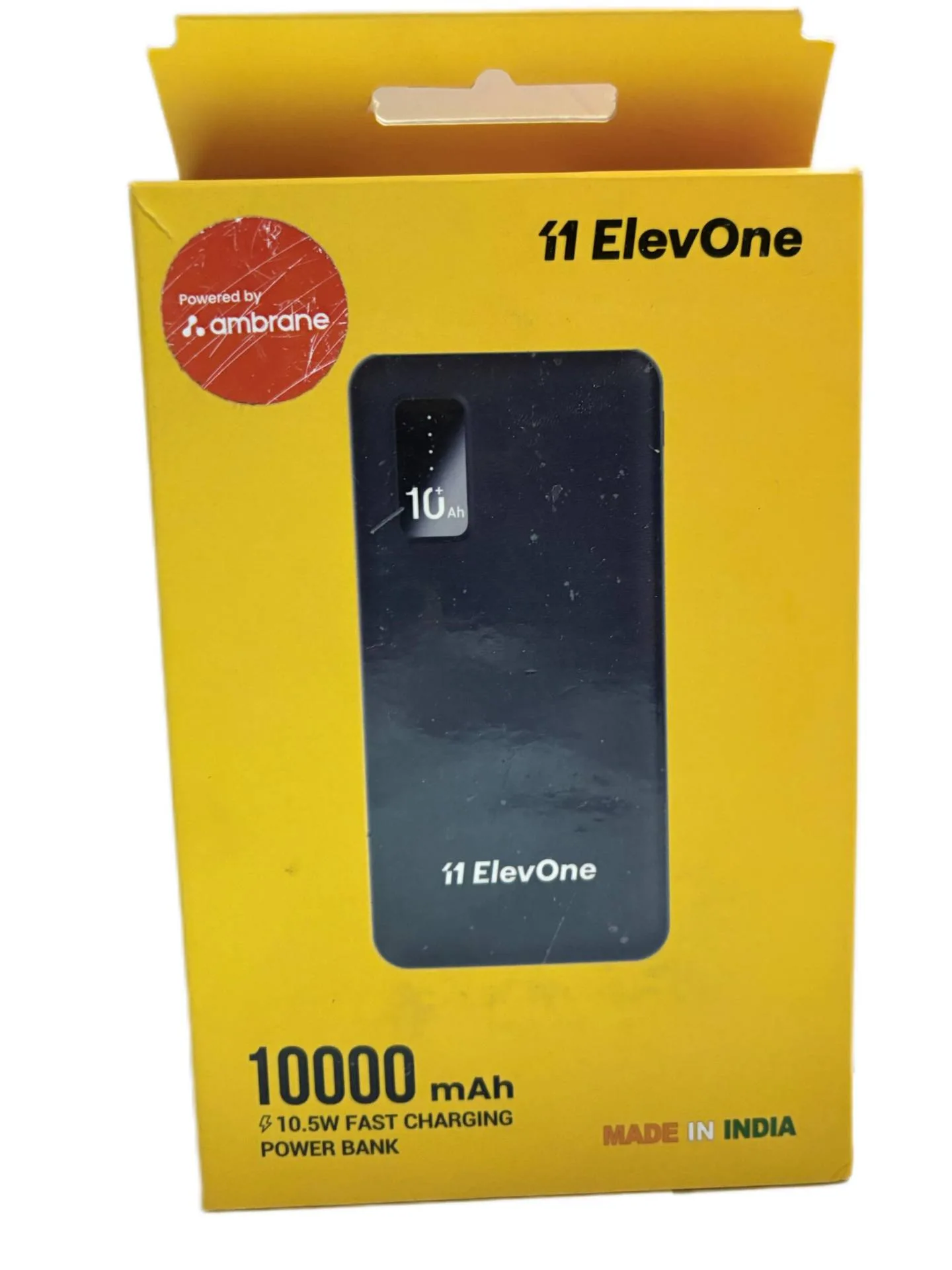 InShot_20250820_152307112 ElevOne by Ambrane 10000mAh Power Bank, 10.5W Fast Charging, Triple Output, Type C PD, Li-Polymer, Multi-Layer Protection for Smartphones & Other Type-C Devices (Rapid 11, Black) - Image 1
