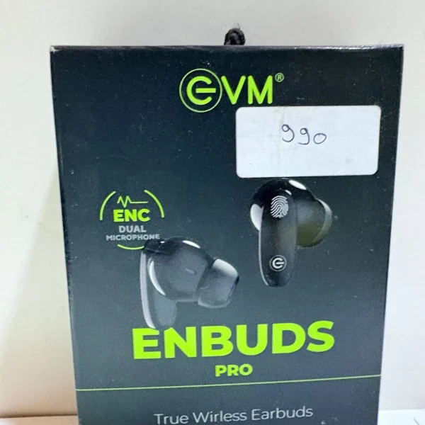 EVM EnBuds Pro TWS - 44 Hours Playtime - True Wireless Earbuds with ENC & Quad Mics - Type C Charging Port - 13mm Speakers, 500 mAh Battery & BT 5.3-1 Year Warranty (EVM-TWS-05-P) (Black)
